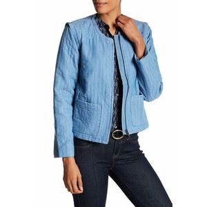 Nwt soft joie chambray wash marakina quilted jacket XXS $248 zip front